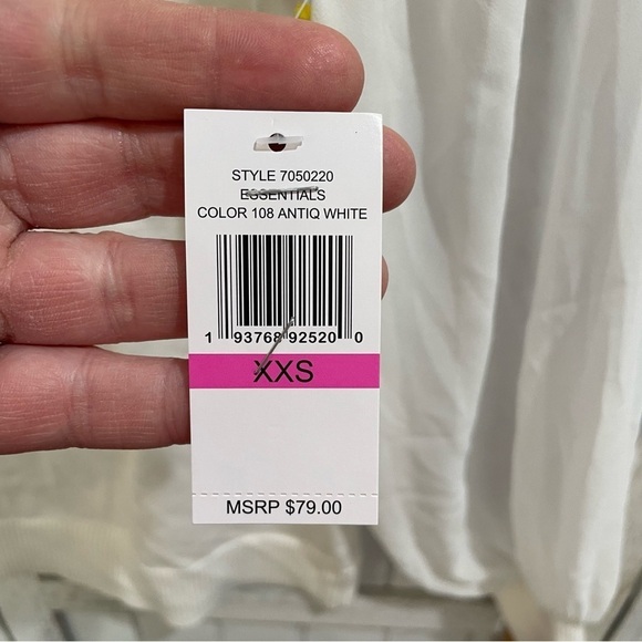 Cece Womens mixed media sweater antic white XXS tie neck essential minimalistic - Picture 7 of 10